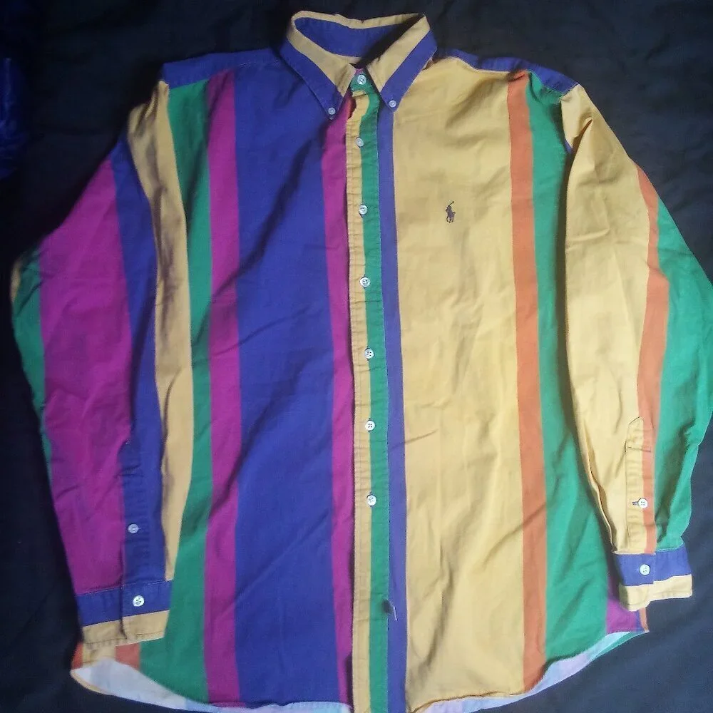 Vintage Polo Ralph Lauren Brushpopper Color Block Button Shirt